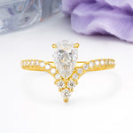 Luxurious Crown 3-Prong Pear Cut Moissanite Engagement Ring - Additional view