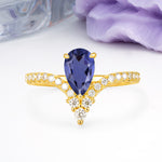 Luxurious Crown 3-Prong Pear Cut Tanzanite Engagement Ring - Additional view