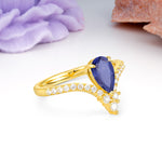 Luxurious Crown 3-Prong Pear Cut Tanzanite Engagement Ring - Additional view