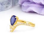 Luxurious Crown 3-Prong Pear Cut Tanzanite Engagement Ring - Additional view