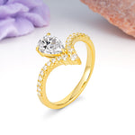Luxurious Crown 3-Prong Pear Cut Lab Diamond Engagement Ring - Additional view
