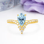 Luxurious Crown 3-Prong Pear Cut Aquamarine Engagement Ring - Additional view