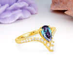Luxurious Crown 3-Prong Pear Cut Alexandrite Engagement Ring - Additional view