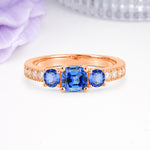Luxurious And Unique 4 Prong Princess Cut Sapphire Engagement Ring - Additional view