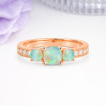 Luxurious And Unique 4 Prong Princess Cut Fire Opal Engagement Ring - Additional view