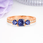 Luxurious And Unique 4 Prong Princess Cut Tanzanite Engagement Ring - Additional view