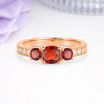 Luxurious And Unique 4 Prong Princess Cut Garnet Engagement Ring - Additional view