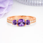 Luxurious And Unique 4 Prong Princess Cut Amethyst Engagement Ring - Additional view