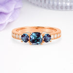 Luxurious And Unique 4 Prong Princess Cut Alexandrite Engagement Ring - Additional view