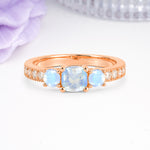 Luxurious And Unique 4 Prong Princess Cut Moonstone Engagement Ring - Additional view