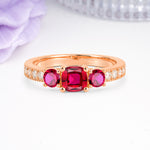 Luxurious And Unique 4 Prong Princess Cut Ruby Engagement Ring - Additional view