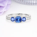 Luxurious And Unique 4 Prong Princess Cut Sapphire Engagement Ring - Additional view