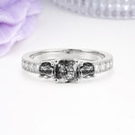 Luxurious And Unique 4 Prong Princess Cut Black Rutilated Quartz Engagement Ring - Additional view