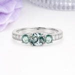 Luxurious And Unique 4 Prong Princess Cut Moss Agate Engagement Ring - Additional view