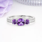 Luxurious And Unique 4 Prong Princess Cut Amethyst Engagement Ring - Additional view