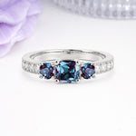 Luxurious And Unique 4 Prong Princess Cut Alexandrite Engagement Ring - Additional view