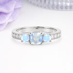 Luxurious And Unique 4 Prong Princess Cut Moonstone Engagement Ring - Additional view