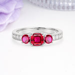 Luxurious And Unique 4 Prong Princess Cut Ruby Engagement Ring - Additional view