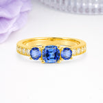 Luxurious And Unique 4 Prong Princess Cut Sapphire Engagement Ring - Additional view