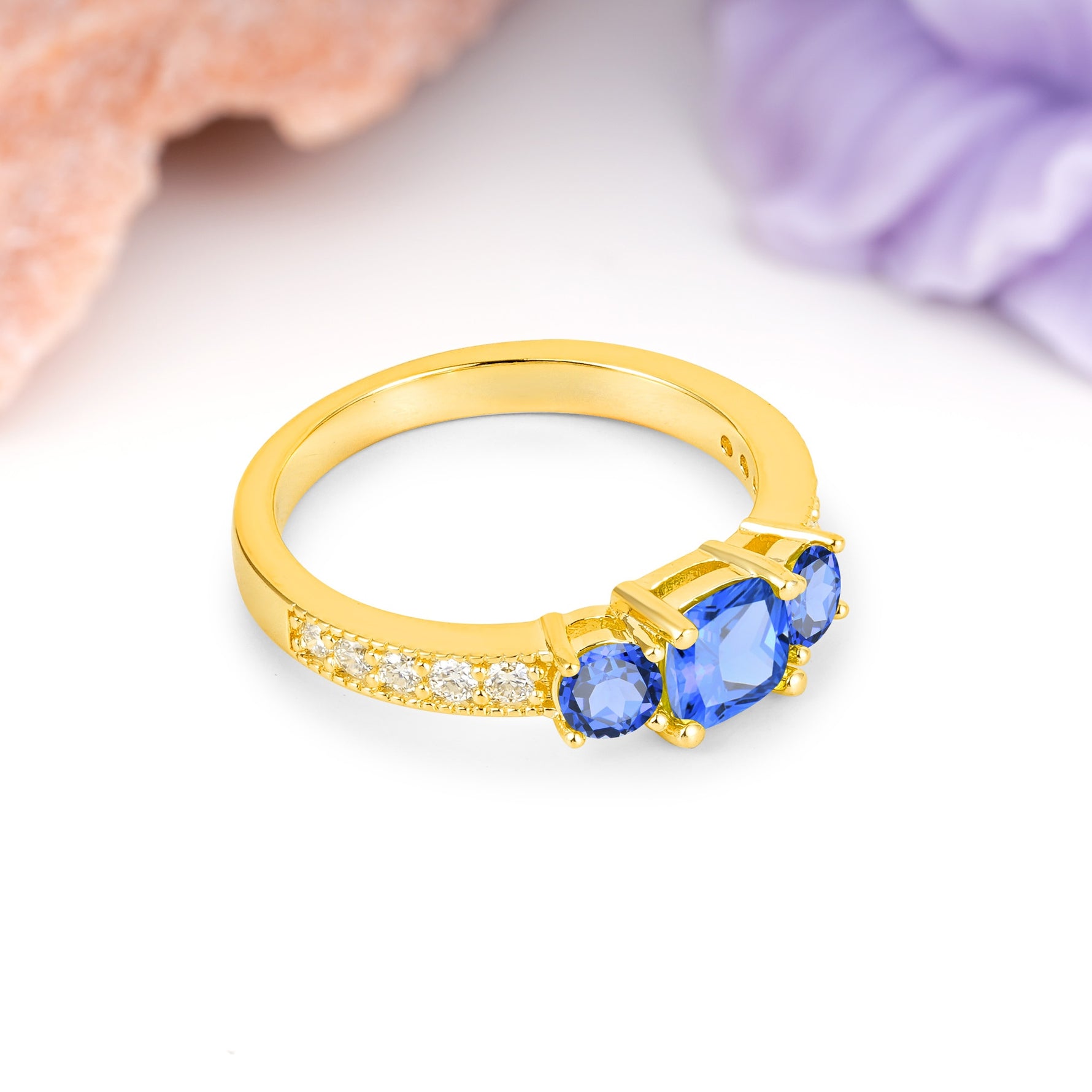 Luxurious And Unique 4 Prong Princess Cut Sapphire Engagement Ring - Additional view