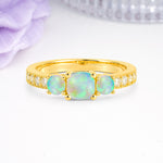 Luxurious And Unique 4 Prong Princess Cut Fire Opal Engagement Ring - Additional view