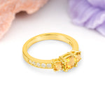 Luxurious And Unique 4 Prong Princess Cut Citrine Engagement Ring - Additional view