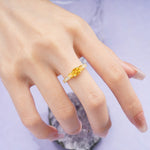 Luxurious And Unique 4 Prong Princess Cut Citrine Engagement Ring - Additional view