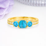 Luxurious And Unique 4 Prong Princess Cut Turquoise Engagement Ring - Additional view