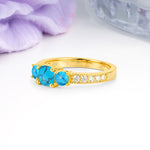 Luxurious And Unique 4 Prong Princess Cut Turquoise Engagement Ring - Additional view