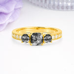 Luxurious And Unique 4 Prong Princess Cut Black Rutilated Quartz Engagement Ring - Additional view