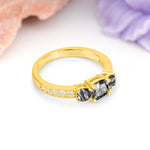 Luxurious And Unique 4 Prong Princess Cut Black Rutilated Quartz Engagement Ring - Additional view