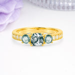 Luxurious And Unique 4 Prong Princess Cut Moss Agate Engagement Ring - Additional view