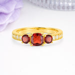 Luxurious And Unique 4 Prong Princess Cut Garnet Engagement Ring - Additional view