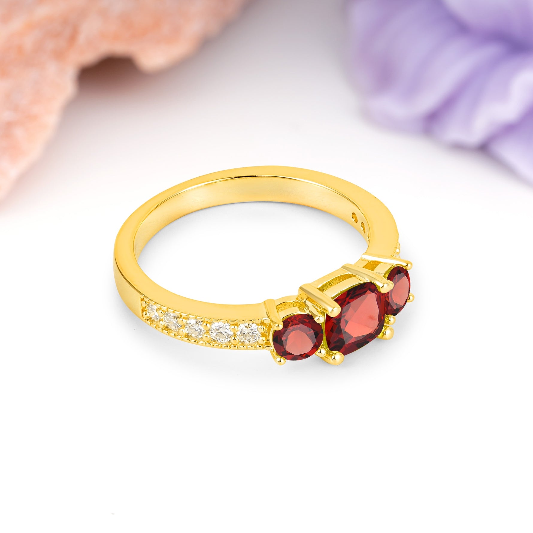 Luxurious And Unique 4 Prong Princess Cut Garnet Engagement Ring - Additional view