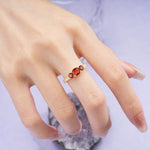 Luxurious And Unique 4 Prong Princess Cut Garnet Engagement Ring - Additional view