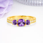 Luxurious And Unique 4 Prong Princess Cut Amethyst Engagement Ring - Additional view