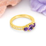 Luxurious And Unique 4 Prong Princess Cut Amethyst Engagement Ring - Additional view