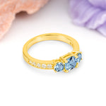 Luxurious And Unique 4 Prong Princess Cut Aquamarine Engagement Ring - Additional view