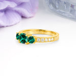 Luxurious And Unique 4 Prong Princess Cut Emerald Engagement Ring - Additional view