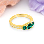 Luxurious And Unique 4 Prong Princess Cut Emerald Engagement Ring - Additional view