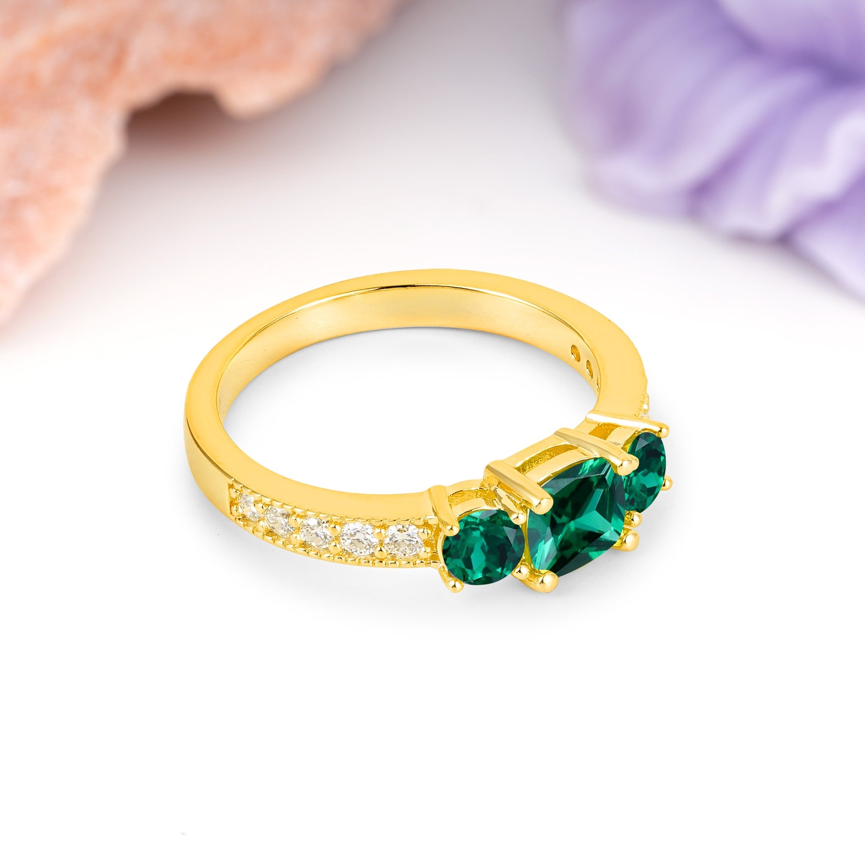 Luxurious And Unique 4 Prong Princess Cut Emerald Engagement Ring - Additional view