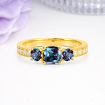 Luxurious And Unique 4 Prong Princess Cut Alexandrite Engagement Ring - Additional view