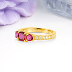 Luxurious And Unique 4 Prong Princess Cut Ruby Engagement Ring - Additional view