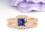 Classic Channel-Set, Luxurious 4-Prong Princess-Cut Tanzanite Bridal Ring Set - Additional view