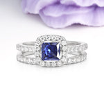 Classic Channel-Set, Luxurious 4-Prong Princess-Cut Tanzanite Bridal Ring Set - Additional view