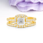 Classic Channel-Set, Luxurious 4-Prong Princess-Cut Moissanite Bridal Ring Set - Additional view