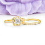 Classic Channel-Set, Luxurious 4-Prong Princess-Cut Moissanite Bridal Ring Set - Additional view