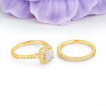 Classic Channel-Set, Luxurious 4-Prong Princess-Cut Moissanite Bridal Ring Set - Additional view