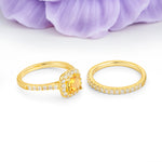 Classic Channel-Set, Luxurious 4-Prong Princess-Cut Citrine Bridal Ring Set - Additional view