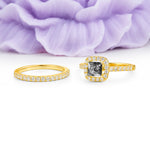Classic Channel-Set, Luxurious 4-Prong Princess-Cut Black Rutilated Quartz Bridal Ring Set - Additional view